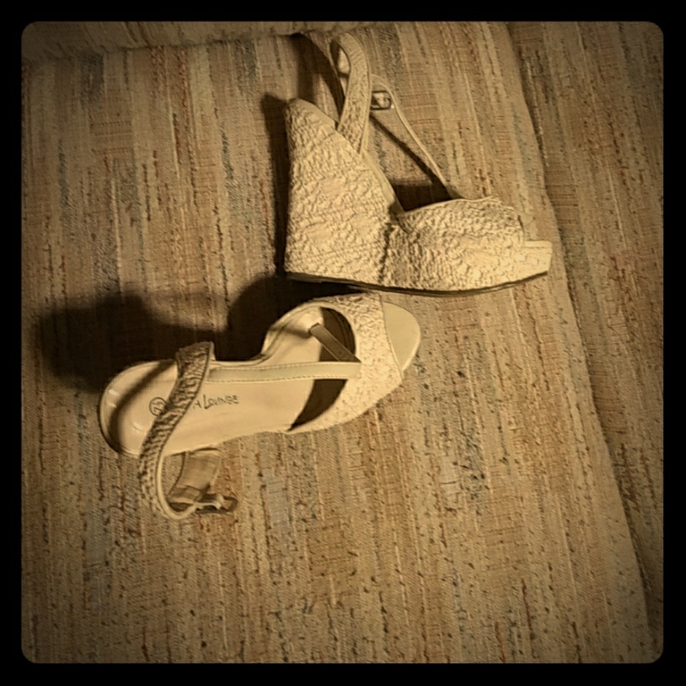 White lace wedges